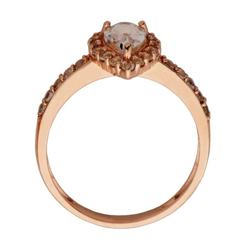 Pear-Shaped White Topaz Frame Bridal Engagement Ring Set in Solid 10K Rose Gold