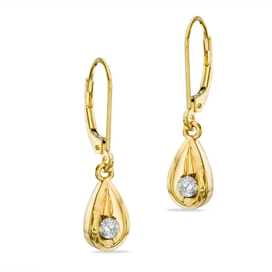 0.2 CT. T.W. Diamond Solitaire Teardrop Earrings in 14K Gold