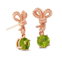 6.0mm Peridot Rope Knot Drop Earrings in Sterling Silver with 18K Rose Gold Plate