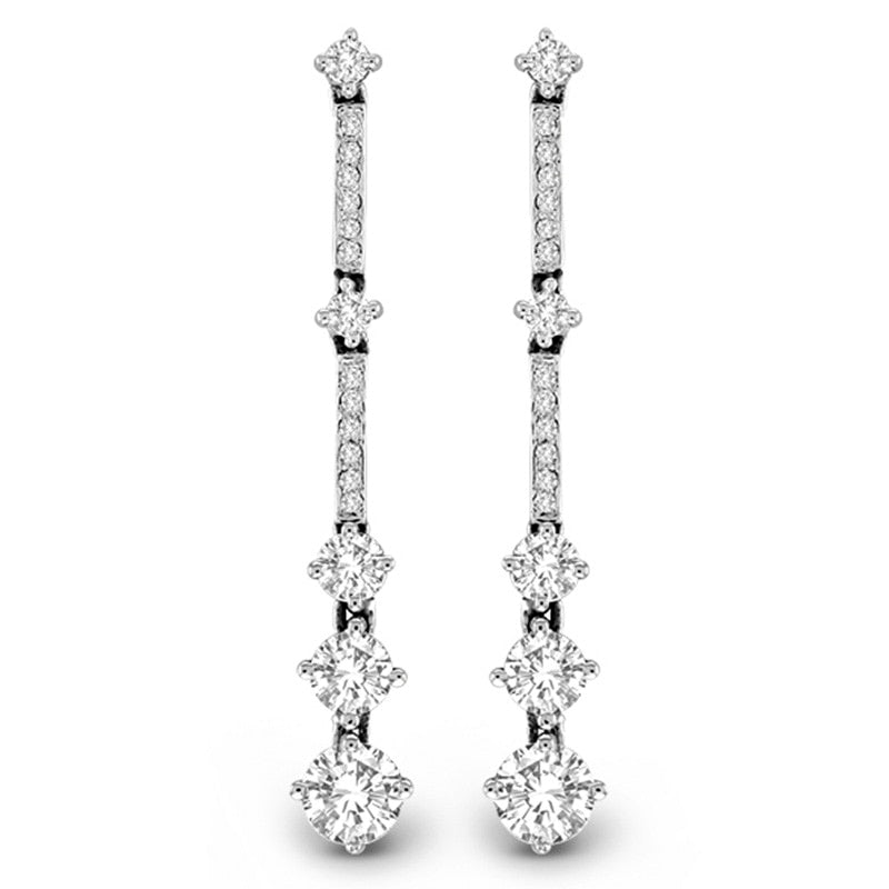 2 CT. T.W. Diamond Line Drop Earrings in 14K White Gold (J/I1)