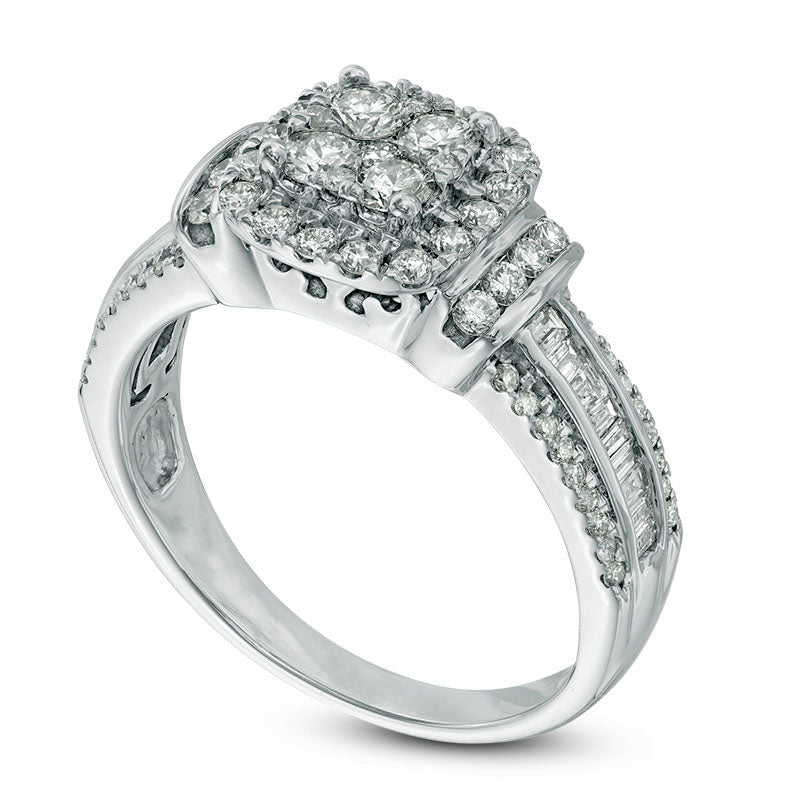 1.0 CT. T.W. Natural Diamond Composite Frame Engagement Ring in Solid 10K White Gold