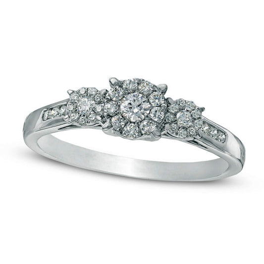 0.33 CT. T.W. Composite Natural Diamond Three Stone Engagement Ring in Solid 10K White Gold