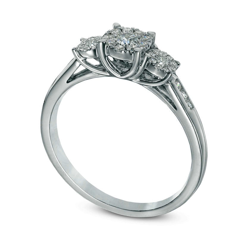 0.33 CT. T.W. Composite Natural Diamond Three Stone Engagement Ring in Solid 10K White Gold