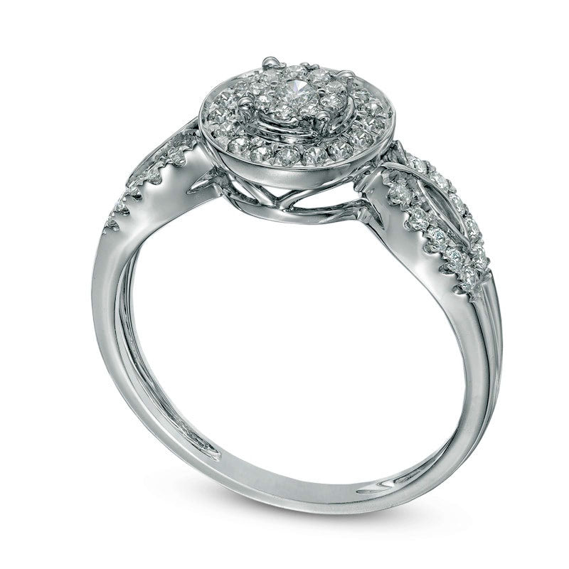 0.38 CT. T.W. Composite Natural Diamond Frame Engagement Ring in Solid 10K White Gold