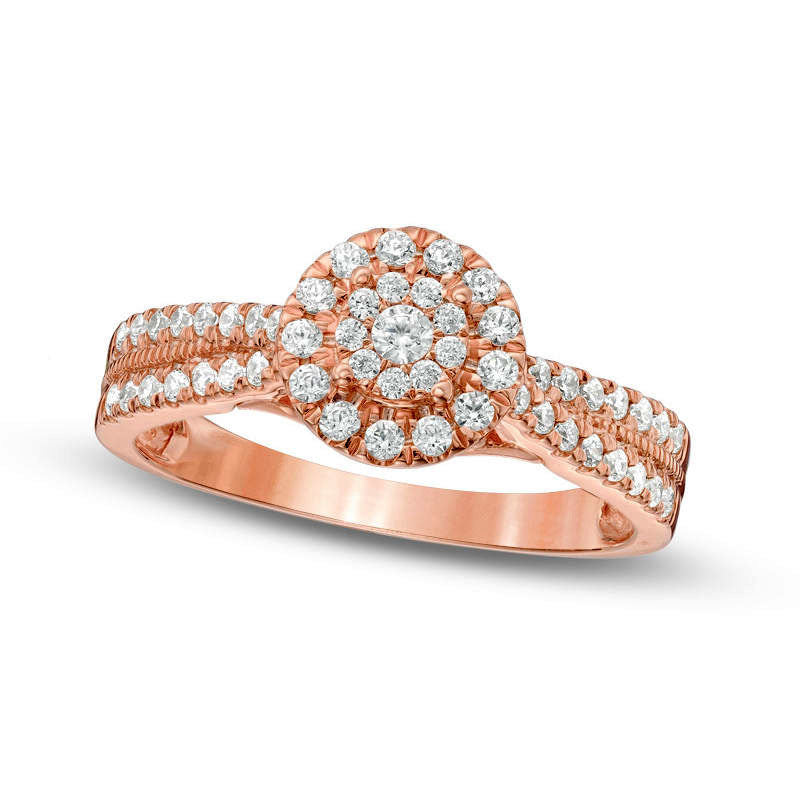 0.50 CT. T.W. Composite Natural Diamond Frame Engagement Ring in Solid 10K Rose Gold