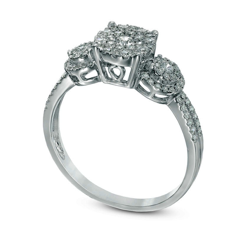 0.50 CT. T.W. Composite Natural Diamond Three Stone Engagement Ring in Solid 10K White Gold