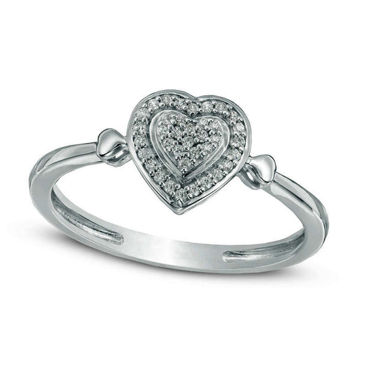 0.10 CT. T.W. Composite Natural Diamond Heart Promise Ring in Solid 10K White Gold