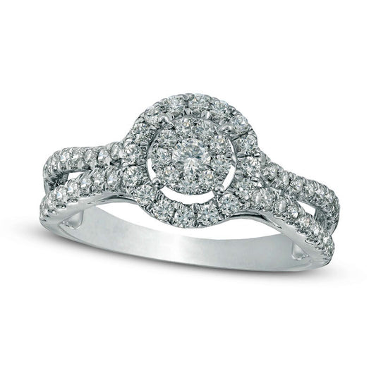 0.75 CT. T.W. Composite Natural Diamond Frame Engagement Ring in Solid 10K White Gold