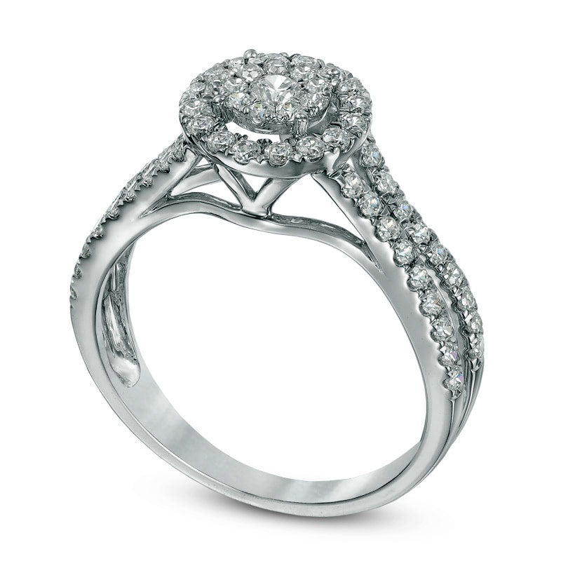 0.75 CT. T.W. Composite Natural Diamond Frame Engagement Ring in Solid 10K White Gold