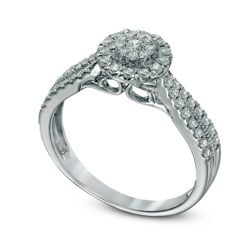 0.50 CT. T.W. Composite Natural Diamond Frame Engagement Ring in Solid 10K White Gold