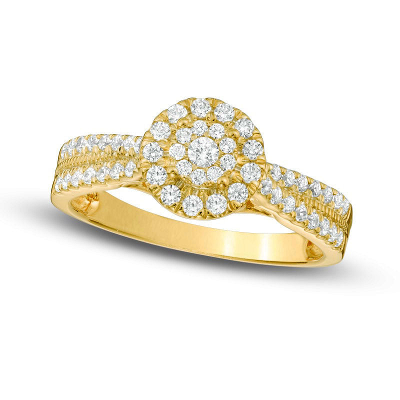 0.50 CT. T.W. Composite Natural Diamond Frame Engagement Ring in Solid 10K Yellow Gold