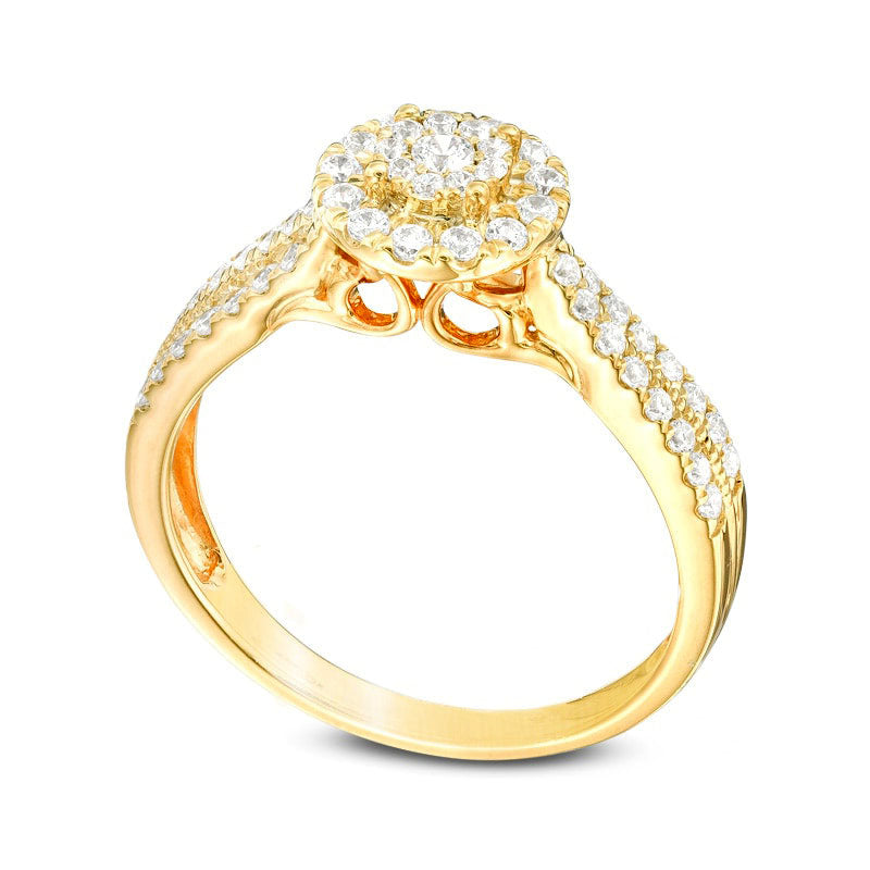 0.50 CT. T.W. Composite Natural Diamond Frame Engagement Ring in Solid 10K Yellow Gold