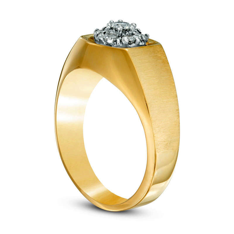 Men's 0.50 CT. T.W. Natural Diamond Cluster Comfort Fit Ring in Solid 10K Yellow Gold