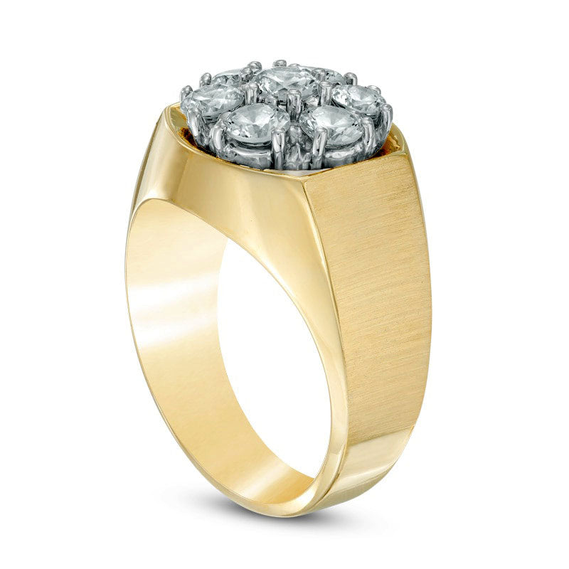 Men's 1.5 CT. T.W. Natural Diamond Cluster Comfort Fit Ring in Solid 10K Yellow Gold