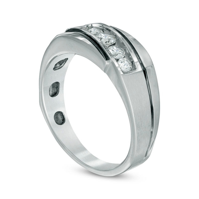 Men's 0.50 CT. T.W. Natural Diamond Comfort Fit Wedding Band in Solid 10K White Gold