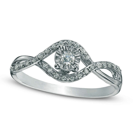 0.17 CT. T.W. Natural Diamond Bypass Promise Ring in Solid 10K White Gold