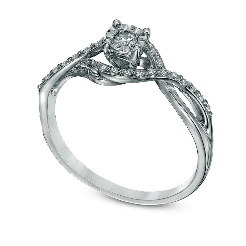 0.17 CT. T.W. Natural Diamond Bypass Promise Ring in Solid 10K White Gold