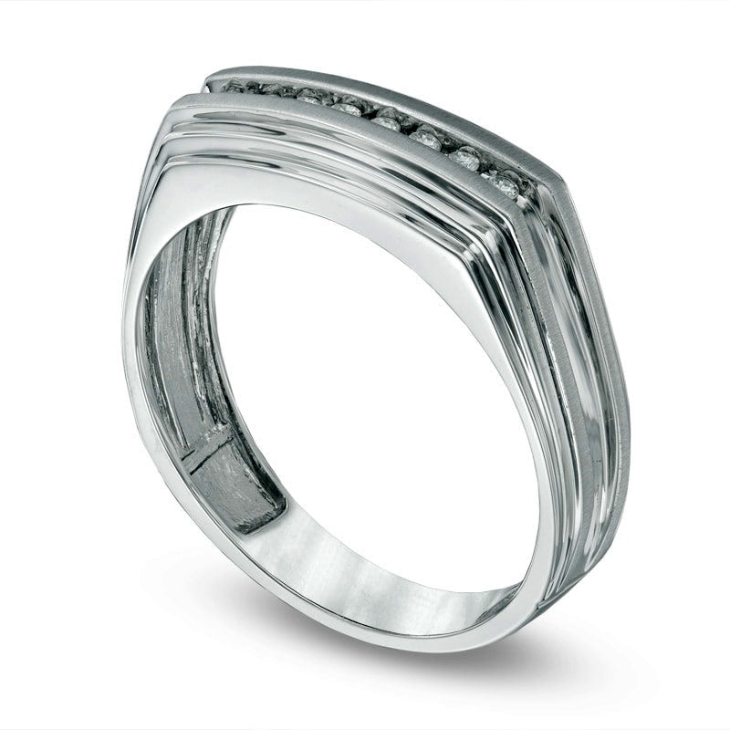 Men's 0.13 CT. T.W. Natural Diamond Wedding Band in Solid 10K White Gold