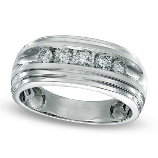 Men's 0.50 CT. T.W. Natural Diamond Wedding Band in Solid 14K White Gold