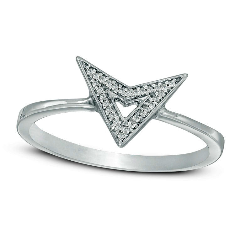 Natural Diamond Accent Chevron Triangle Ring in Sterling Silver