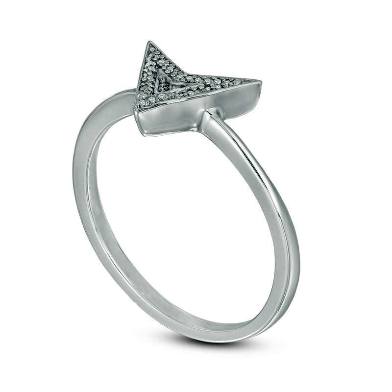 Natural Diamond Accent Chevron Triangle Ring in Sterling Silver