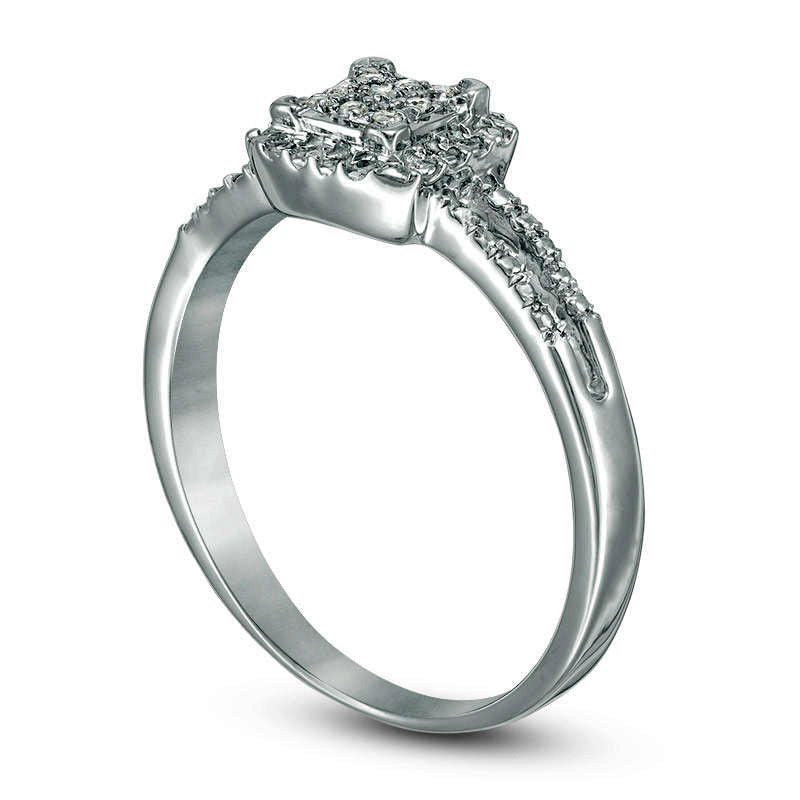 Composite Natural Diamond Accent Square Promise Ring in Solid 10K White Gold