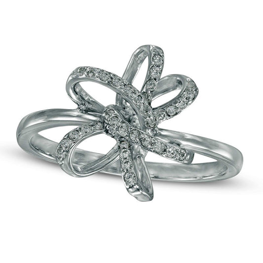 0.17 CT. T.W. Natural Diamond Pinwheel Flower Ring in Sterling Silver