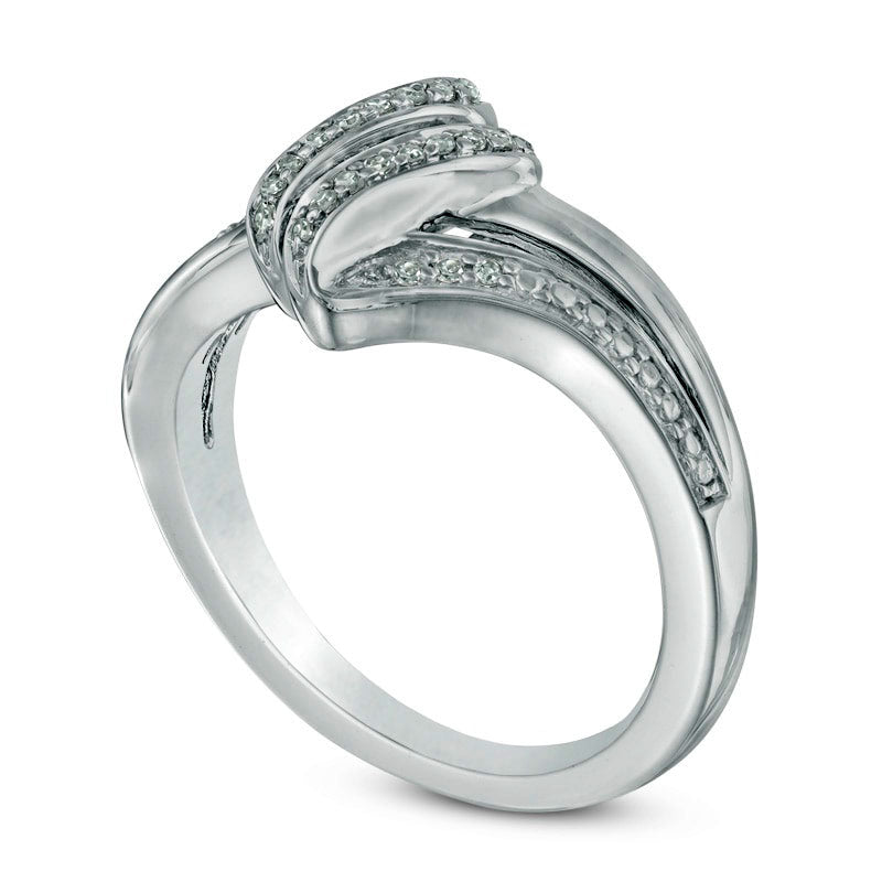 Natural Diamond Accent Double Row Bypass Ring in Sterling Silver - Size 7