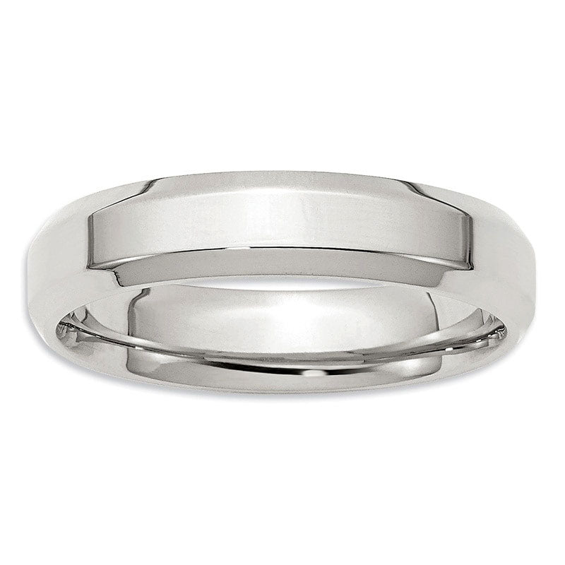 Men's 5.0mm Bevel Edge Comfort Fit Wedding Band in Sterling Silver