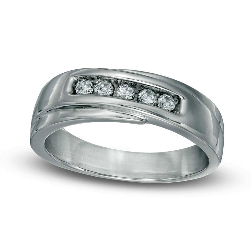 Men's 0.25 CT. T.W. Natural Diamond Wedding Band in Solid 10K White Gold