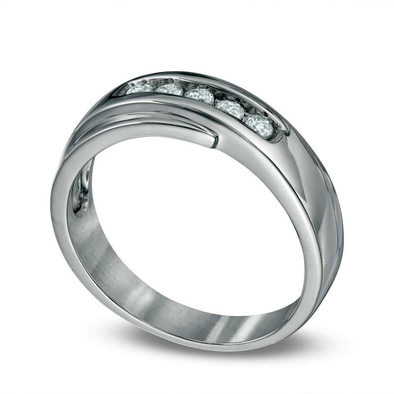 Men's 0.25 CT. T.W. Natural Diamond Wedding Band in Solid 10K White Gold