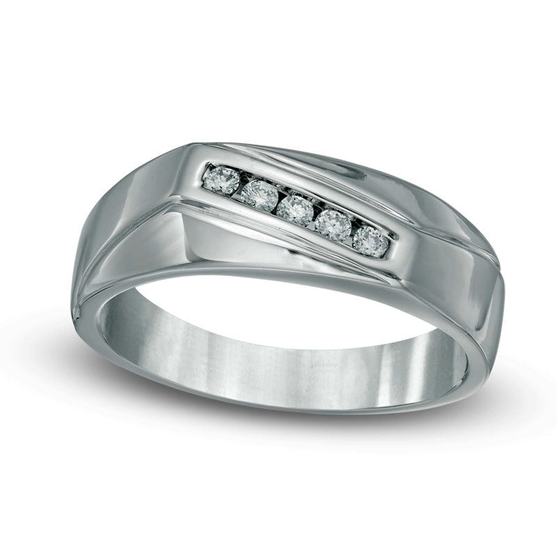 Men's 0.20 CT. T.W. Natural Diamond Wedding Band in Solid 10K White Gold