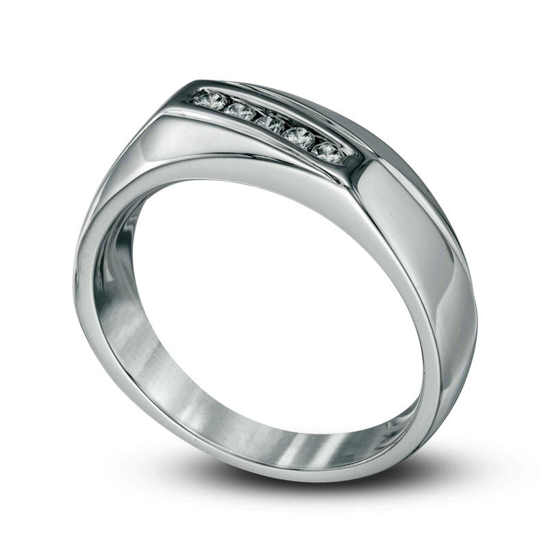 Men's 0.20 CT. T.W. Natural Diamond Wedding Band in Solid 10K White Gold