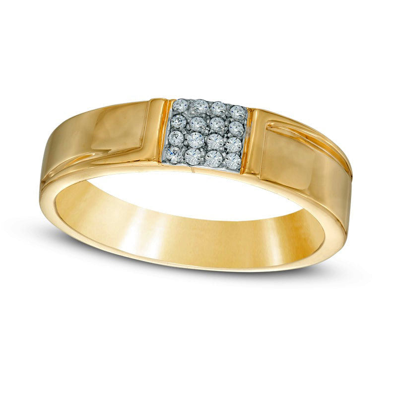 Men's 0.10 CT. T.W. Natural Diamond Wedding Band in Solid 10K Yellow Gold