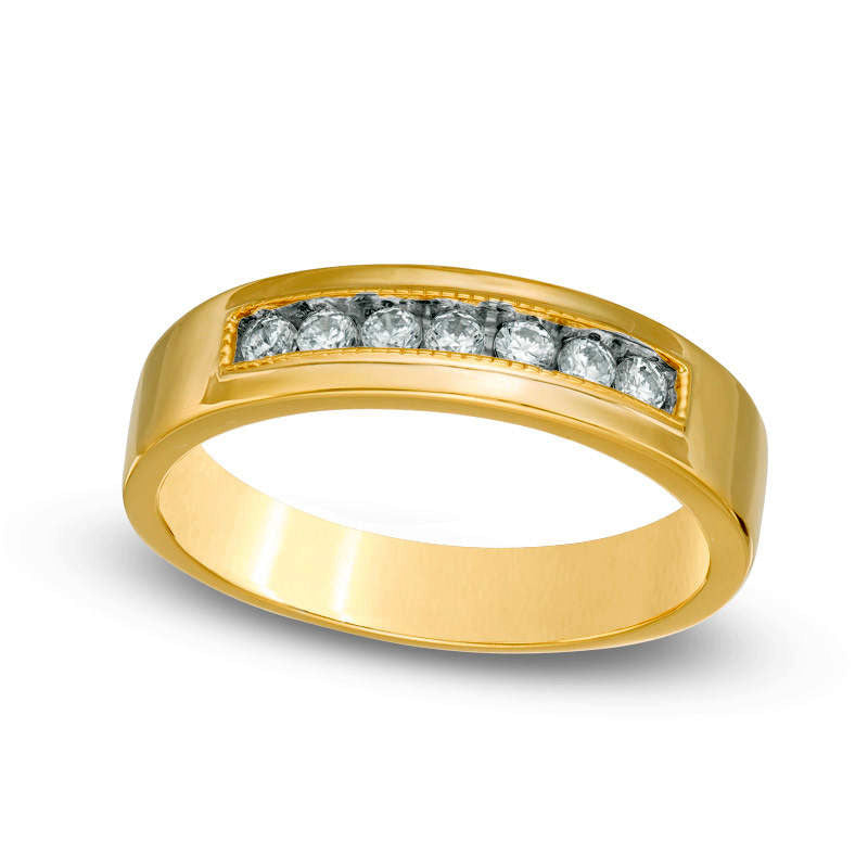 Men's 0.25 CT. T.W. Natural Diamond Wedding Band in Solid 10K Yellow Gold