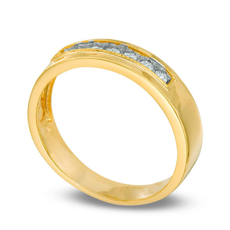 Men's 0.25 CT. T.W. Natural Diamond Wedding Band in Solid 10K Yellow Gold