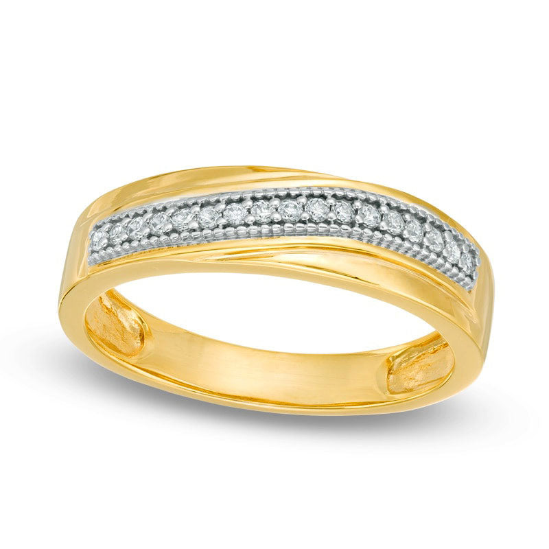 Men's 0.17 CT. T.W. Natural Diamond Wedding Band in Solid 10K Yellow Gold