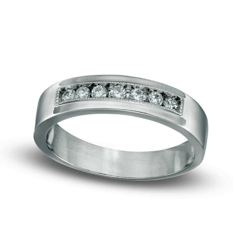 Men's 0.25 CT. T.W. Natural Diamond Wedding Band in Sterling Silver