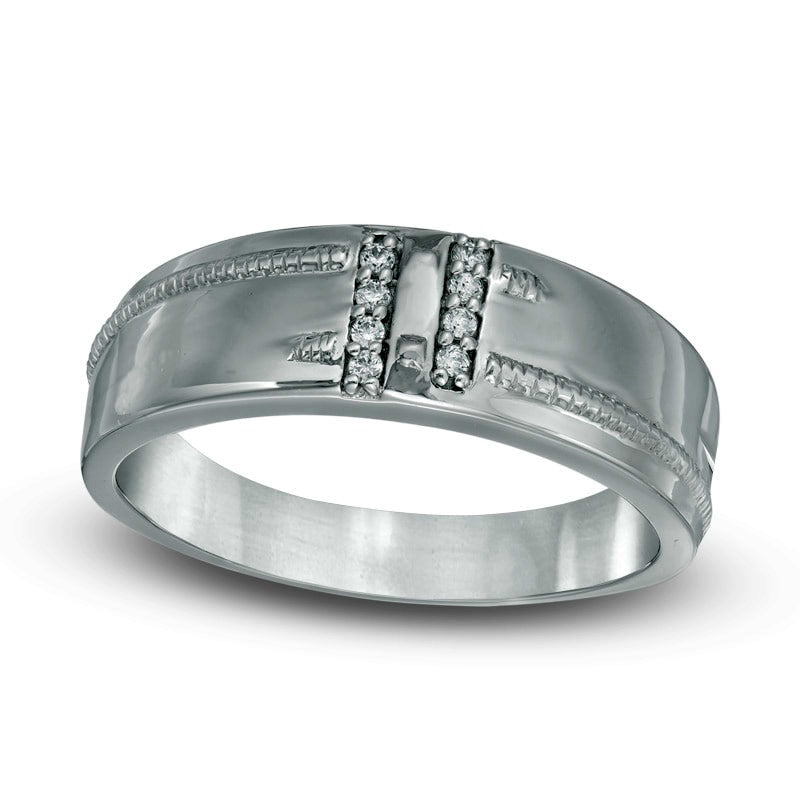 Men's 0.05 CT. T.W. Natural Diamond Wedding Band in Sterling Silver