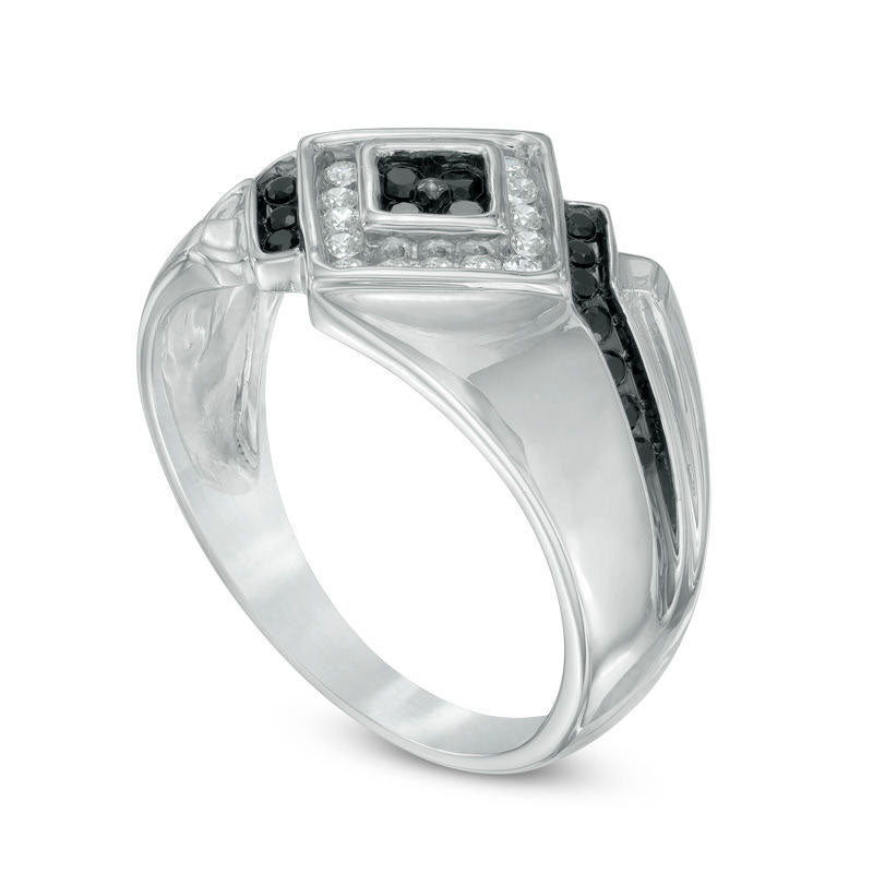 Men's 0.50 CT. T.W. Enhanced Black and White Natural Diamond Ring in Solid 10K White Gold