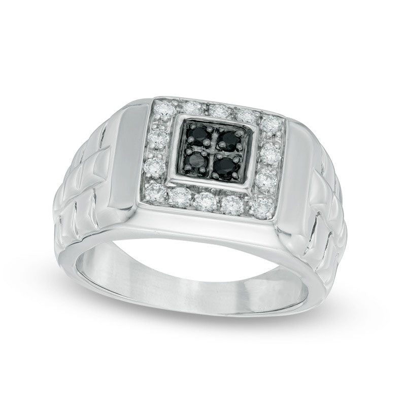 Men's 0.50 CT. T.W. Enhanced Black and White Natural Diamond Ring in Solid 10K White Gold