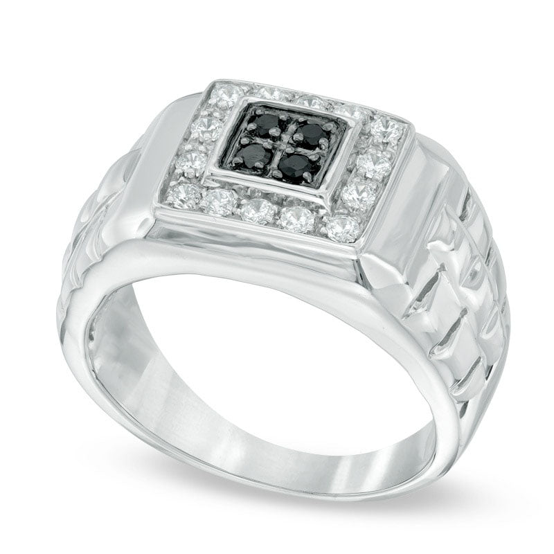 Men's 0.50 CT. T.W. Enhanced Black and White Natural Diamond Ring in Solid 10K White Gold