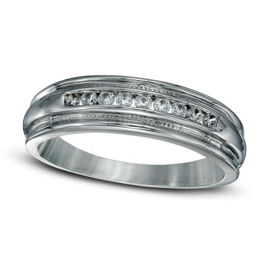 Men's 0.25 CT. T.W. Natural Diamond Wedding Band in Solid 10K White Gold