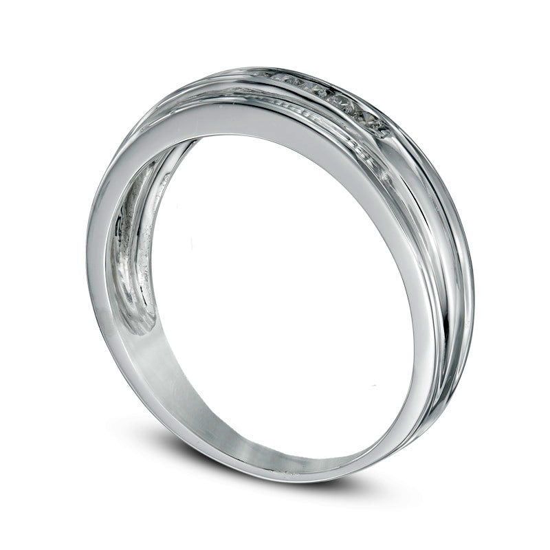 Men's 0.25 CT. T.W. Natural Diamond Wedding Band in Solid 10K White Gold