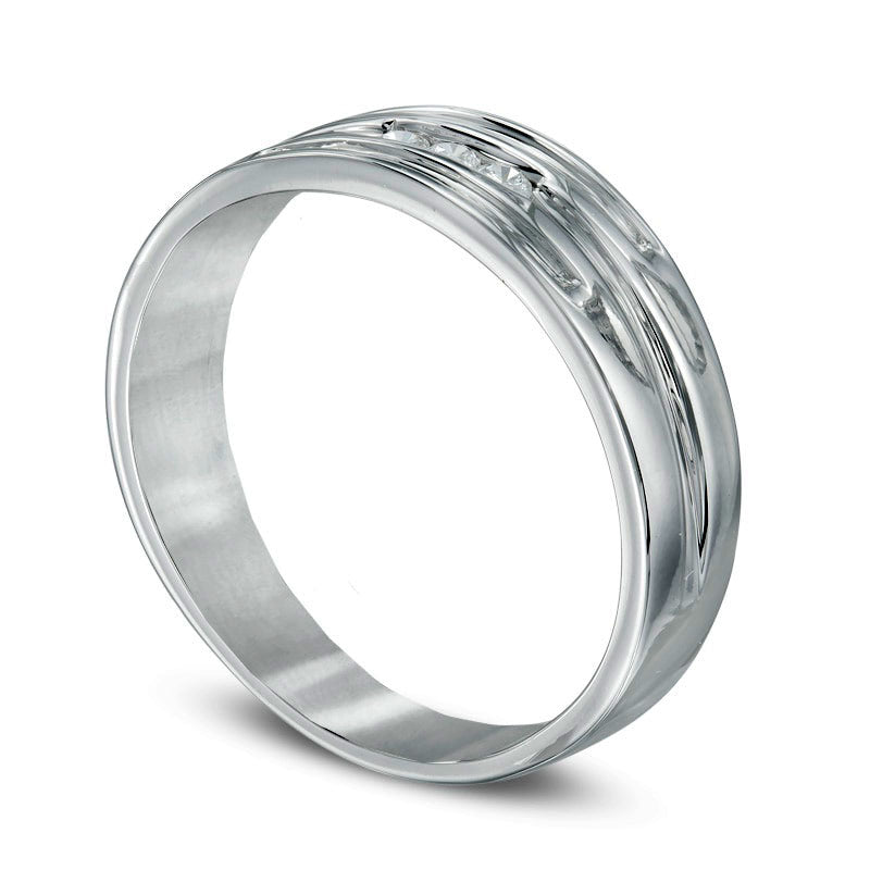 Men's 0.10 CT. T.W. Natural Diamond Wedding Band in Solid 10K White Gold