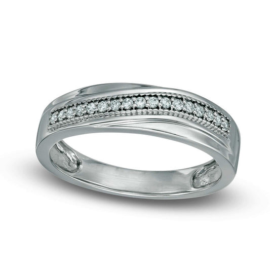 Men's 0.17 CT. T.W. Natural Diamond Wedding Band in Solid 10K White Gold