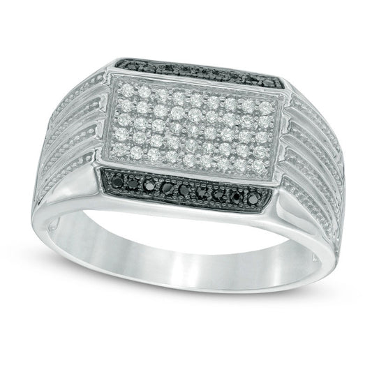 Men's 0.33 CT. T.W. Enhanced Black and White Natural Diamond Ring in Solid 10K White Gold