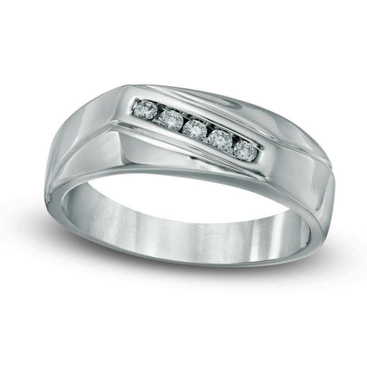 Men's 0.20 CT. T.W. Natural Diamond Wedding Band in Sterling Silver