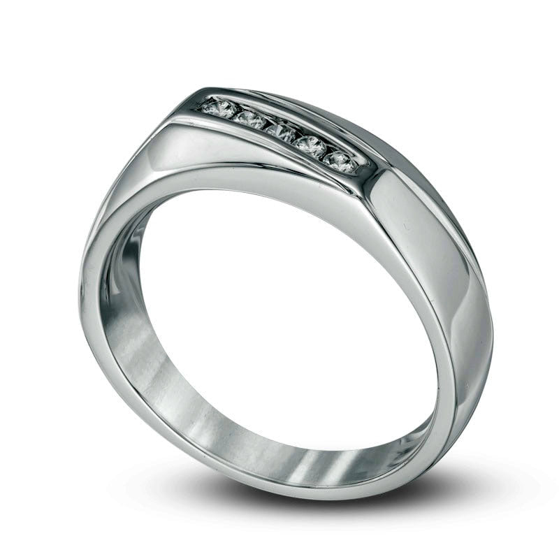 Men's 0.20 CT. T.W. Natural Diamond Wedding Band in Sterling Silver