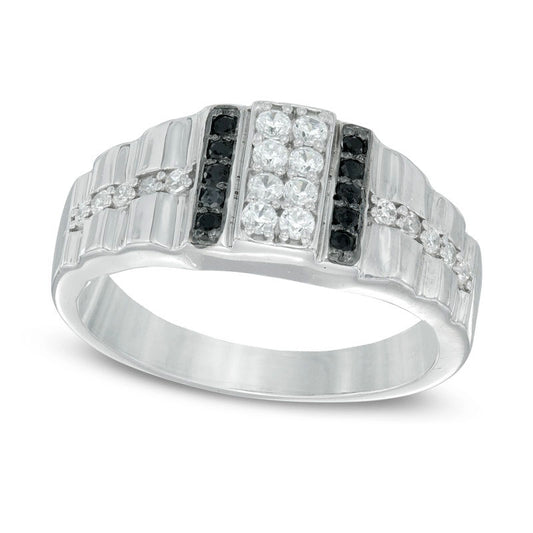 Men's 0.50 CT. T.W. Enhanced Black and White Natural Diamond Ring in Solid 10K White Gold